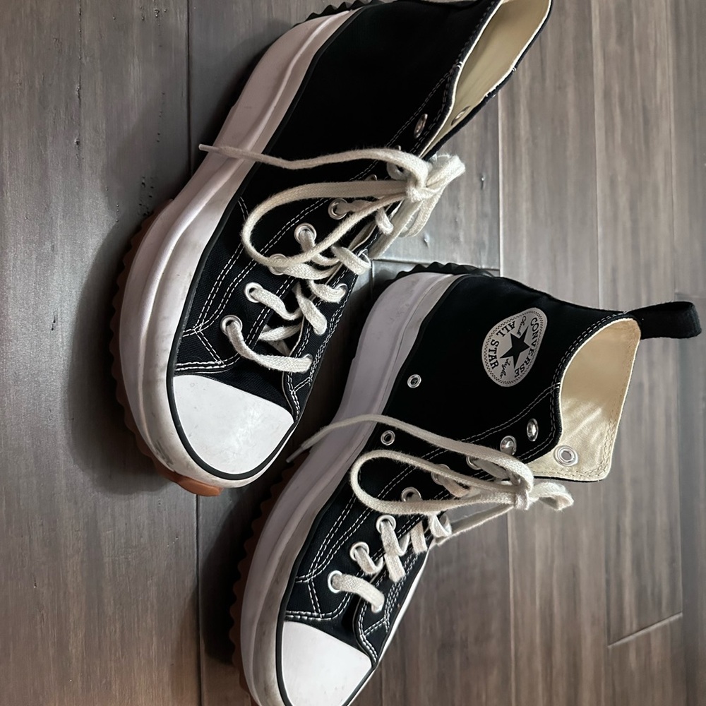 Converse Black and White Platform Sneakers - Picture 3 of 6